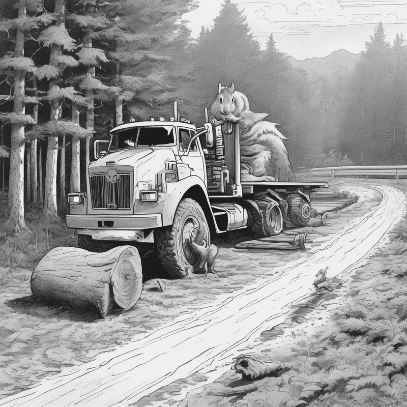 Stump's new. Tire track still wet.