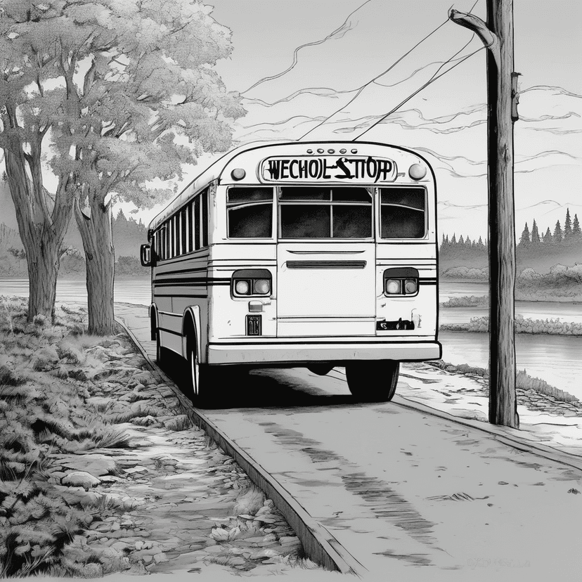 Summer bus route's empty. Squirrel's the only rider.